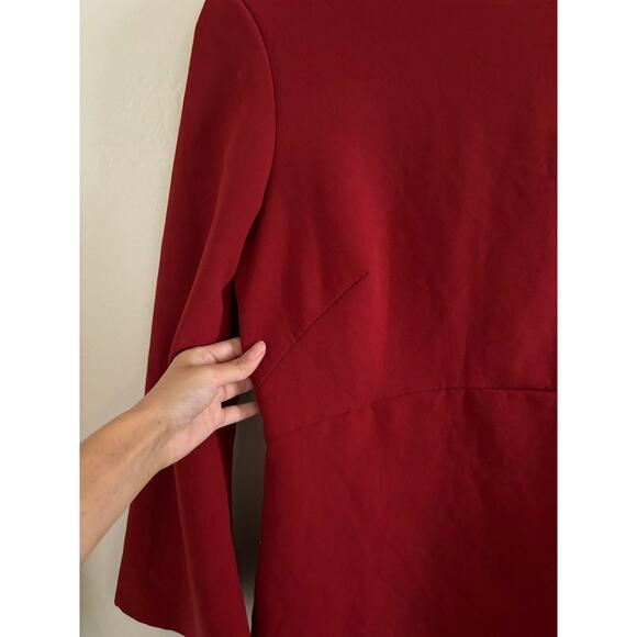 Mango Mini Dress Women's 6 Red Flared Long Sleeve Round Neck - Picture 5 of 8